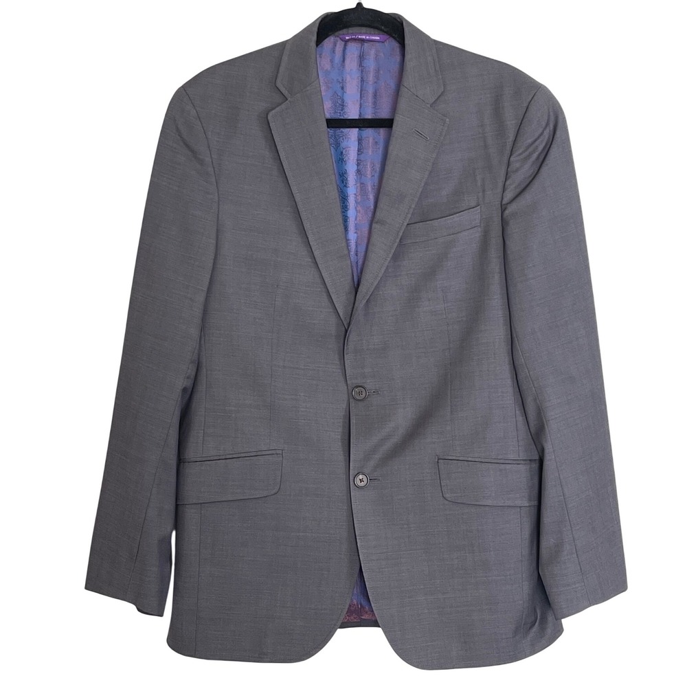 Ted Baker London Endurance Jarrett SPJ 100% Wool Blazer‎ Gray 38R Made in Canada